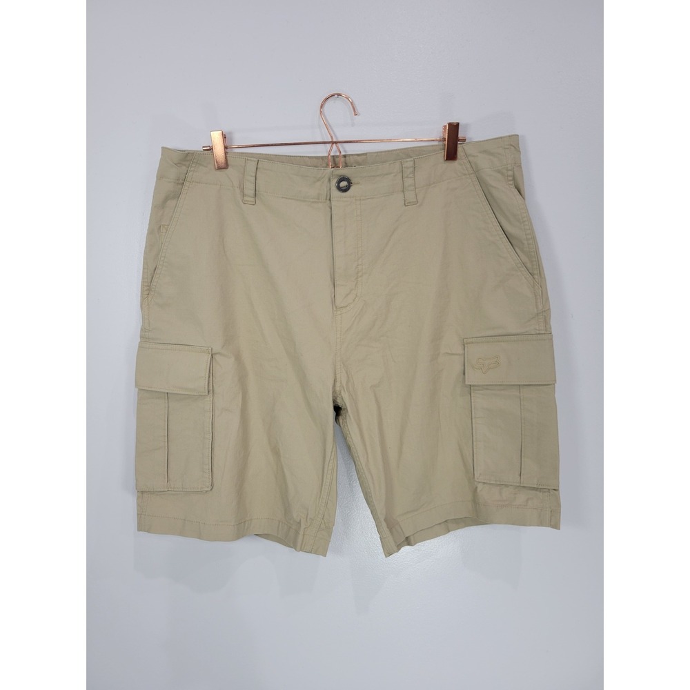 Fox Racing Mens Khaki Ripstop Cargo Shorts Y2K Skate Tan Sz 38 Motocross Casual